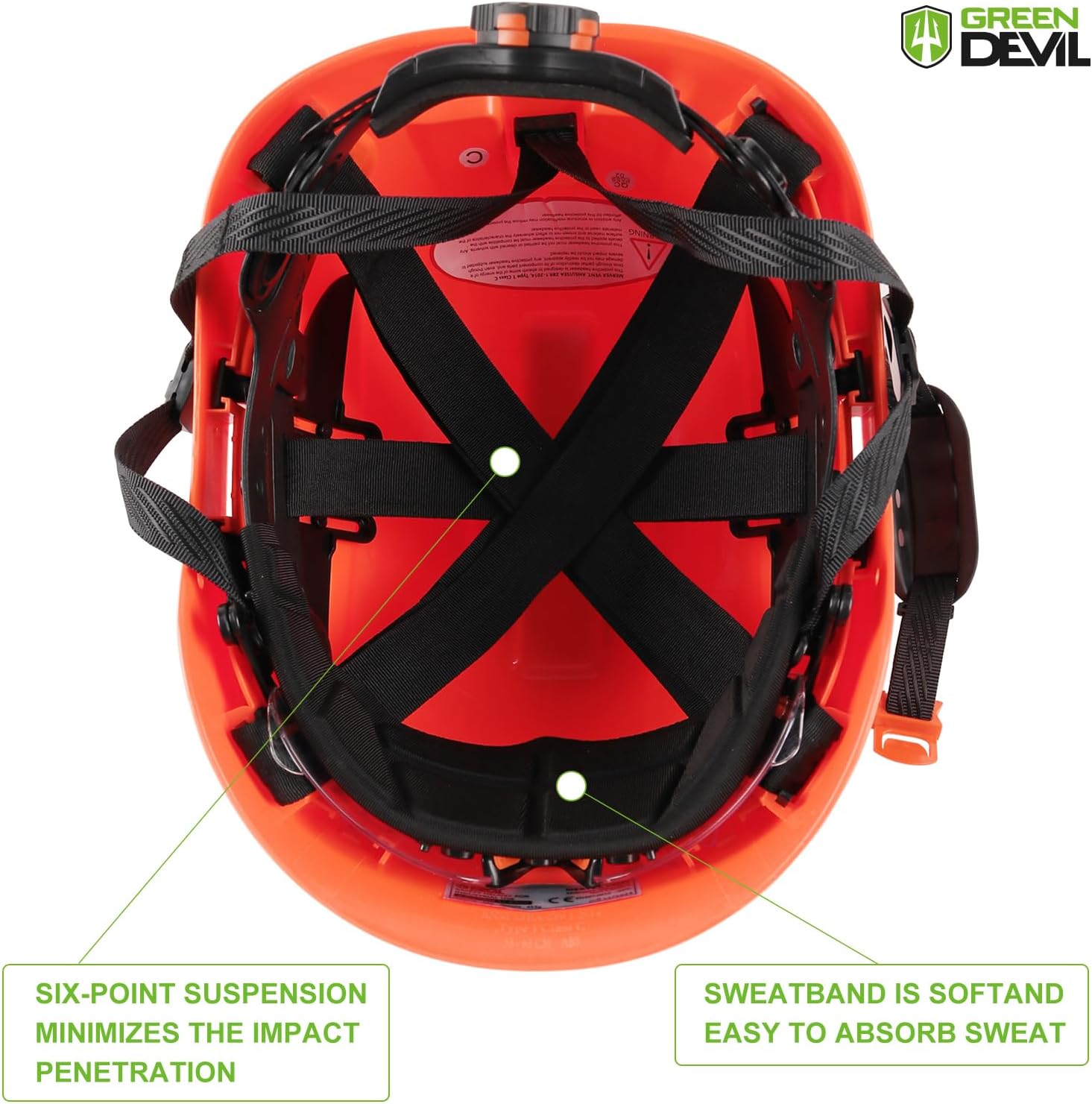 GREEN DEVIL Forestry Chainsaw Safety Helmet with Mesh Face Shield Built-in Visor and Earmuffs 5 in 1 System Vented Arborist Helmet ANSI Z89.1 Hard Hat Logging Garden Work Hardhats for Men Women