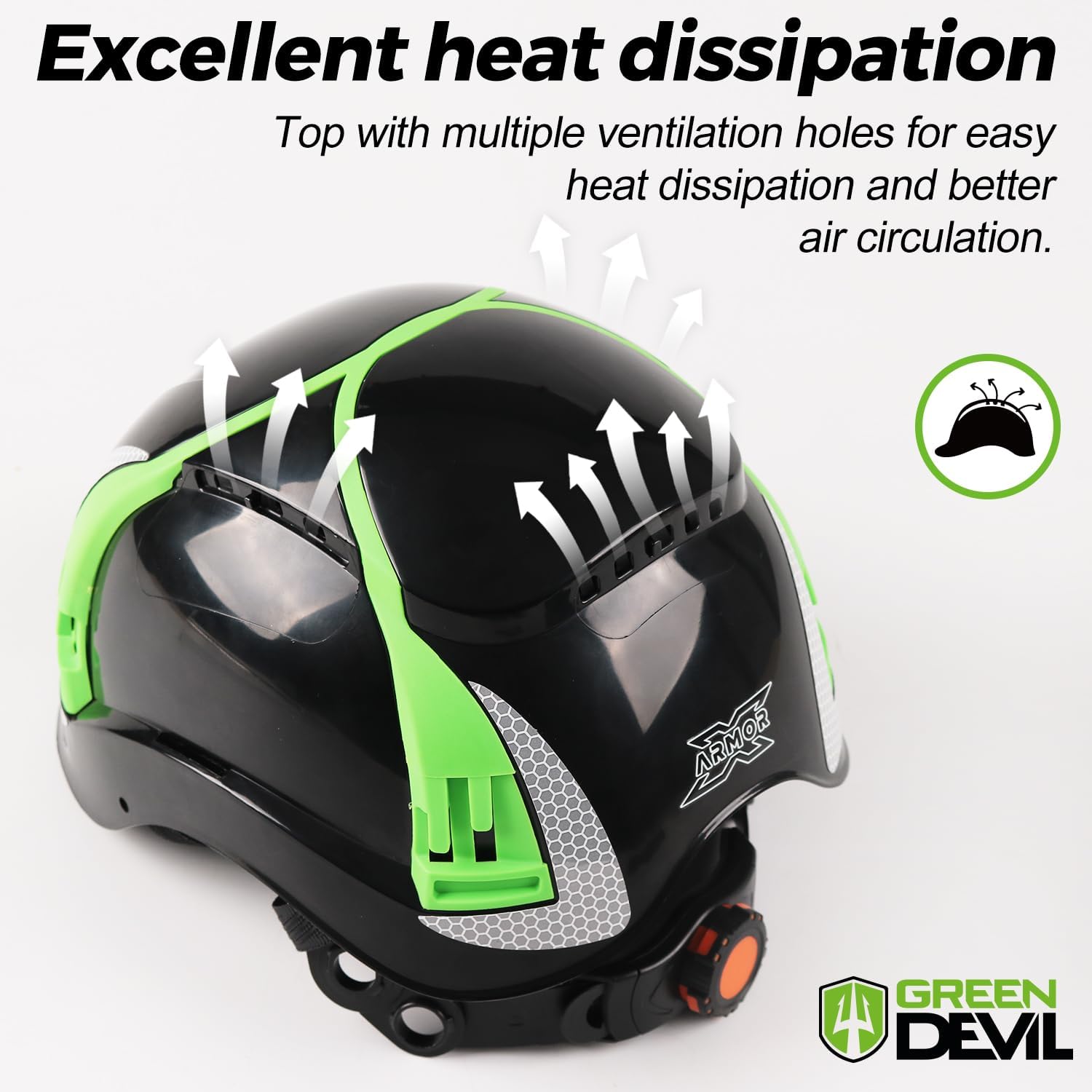 GREEN DEVIL X-Armor Series Hard Hat Vented ABS Work Hardhat for Men Women ANSI Z89.1 Approved Cascos De Construccion Safety Helmet Ideal for Industrial & Construction